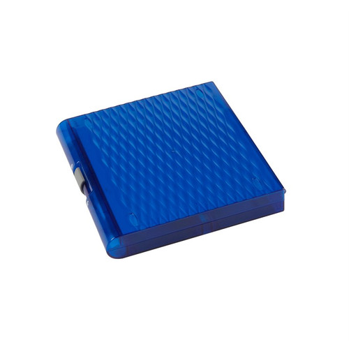 Blue  ABS/Polypropylene Translucent Microscope Slide Box with Foam Padding, Sliding Lock & Stacking Feet